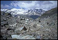 Monika crosses the terminal moraine of the Totenkopf glacier