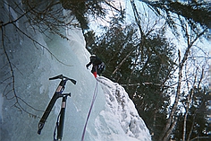 Gregg Esenwein at Pedro's Gully (WI 2+)